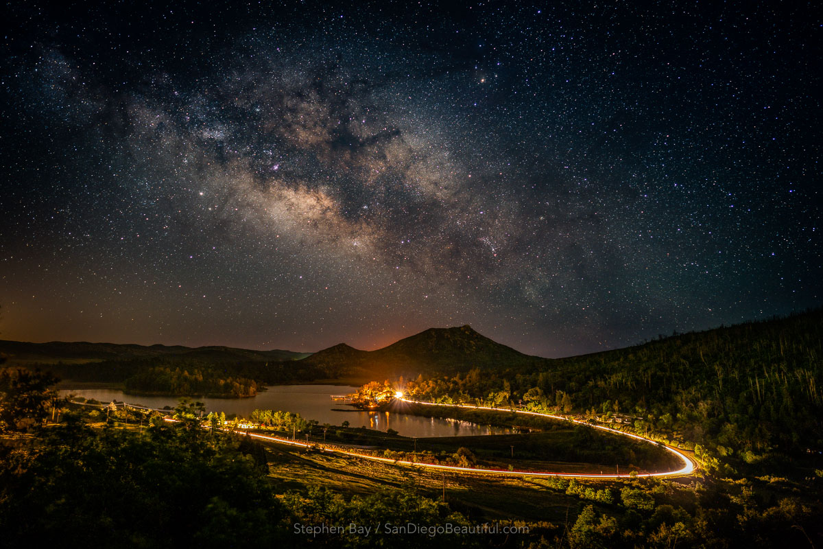 The Milky Way over Lake Cuyamaca and Stonewall Peak